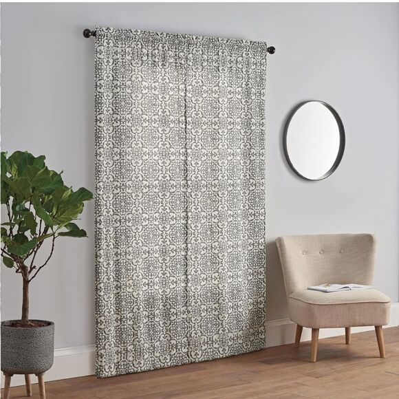 Pairs to Go Brockwell 56" x 63" Rod Pocket Double Panel Window Charcoal Curtains - Picture 2 of 6